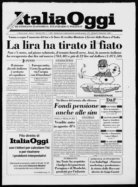 Italia oggi : quotidiano di economia finanza e politica